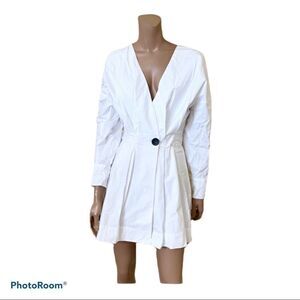 ZARA white wrap long sleeves cotton mini dress S